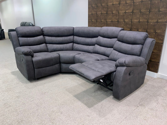 "Willow" Dark Grey Easy Clean Fabric 1C2 Recliner Modular / Reversible Corner Sofa | Drinks Tray Table