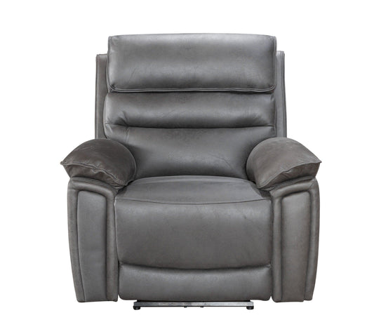 Donald Grey Suede Fabric Electric / Power Reclining Armchair / 1 Seater Sofa With USB Charging Ports