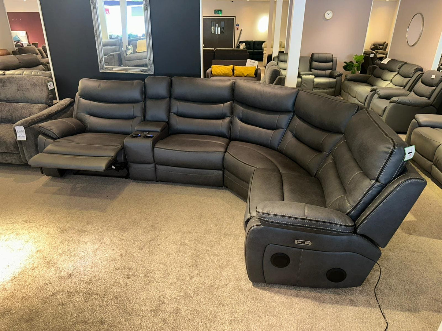 Cinema Corner Sofa - Smart Tech Power Recliner With Drinks Coolers & Extensive Features - 2C1C
