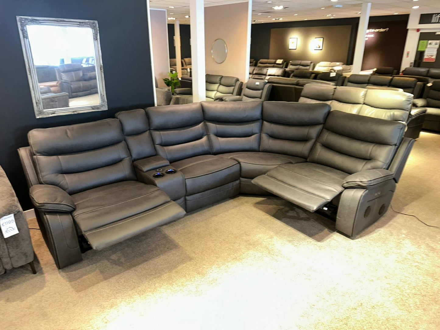 Cinema Corner Sofa - Smart Tech Power Recliner With Drinks Coolers & Extensive Features - 2C1C
