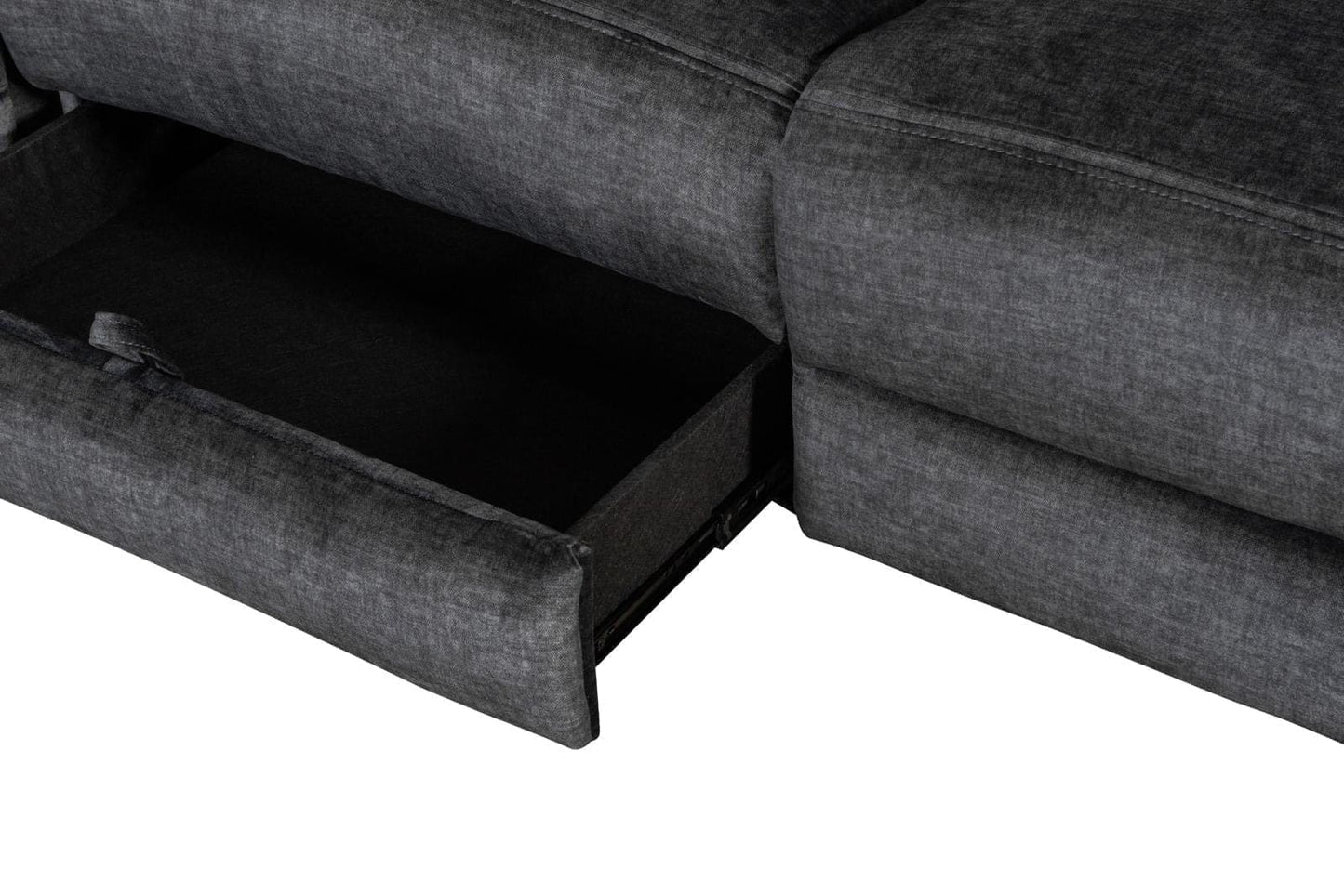 "Xavier" 2c1c Grey Distressed Velvet Fabric Power Recliner Reversible Corner Sofa With USB Charging Ports, Drinks Cooling Cup Holders Plus Many More Modern Features