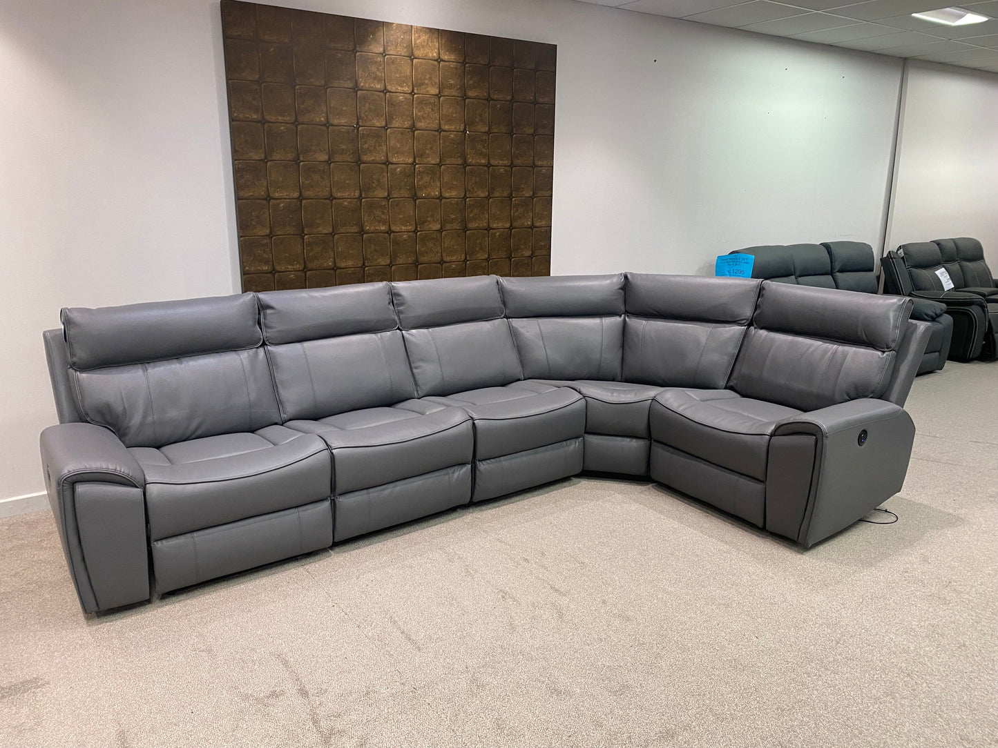 " Ronan " Milano Leather Sectional 5 Unit Power Recliner Corner Sofa With USB Charging Ports