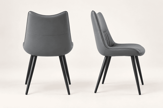 (Pre Order Deal, Arriving December 15th) Celia Dining Chairs In Elephant Grey Leather