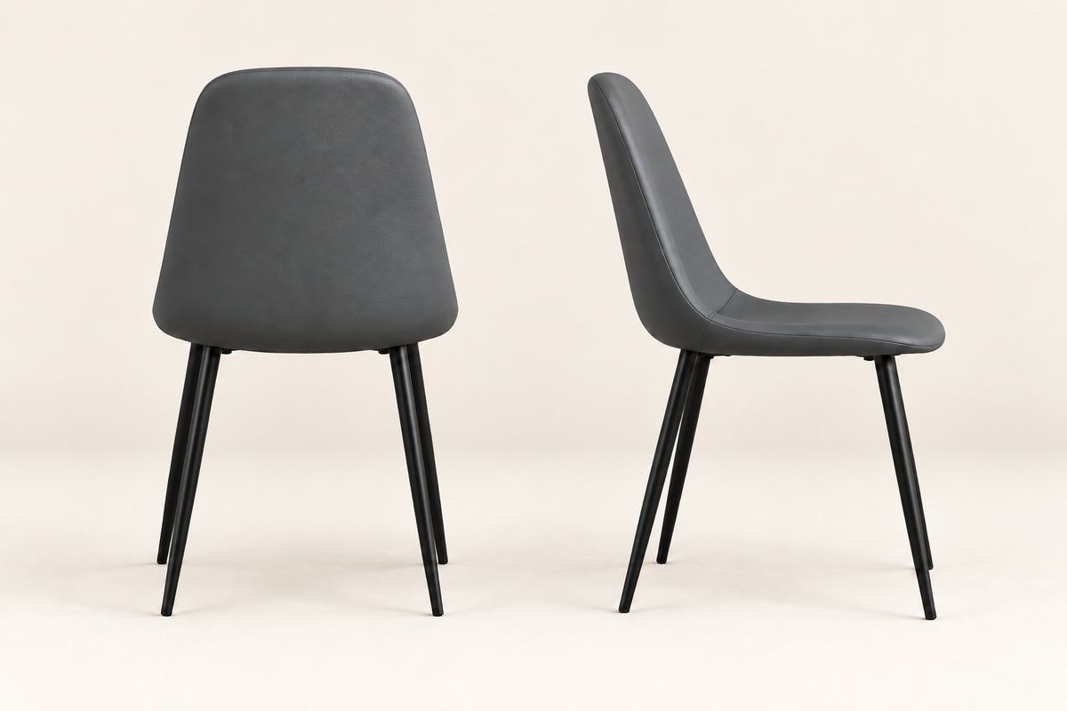 (Pre Order Deal, Arriving December 15th) Yukon Dining Chairs In Elephant Grey Leather