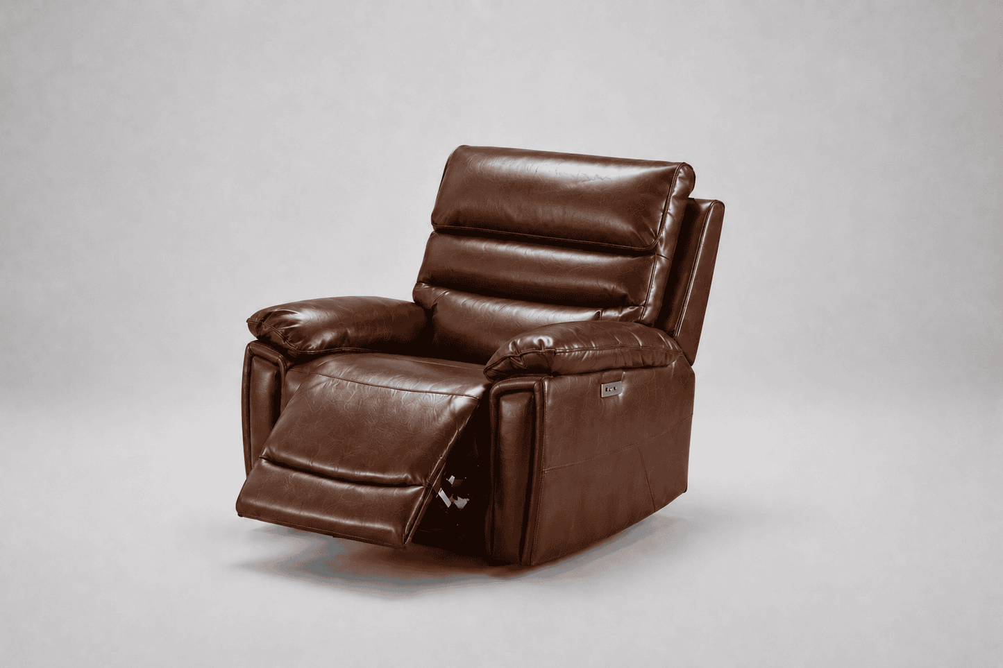Calisese Brown Leather Electric Reclining Sofa 3 Seater + 2 Seater + Armchair Set Suite With USB Charging Ports & Drop Down Tray Table