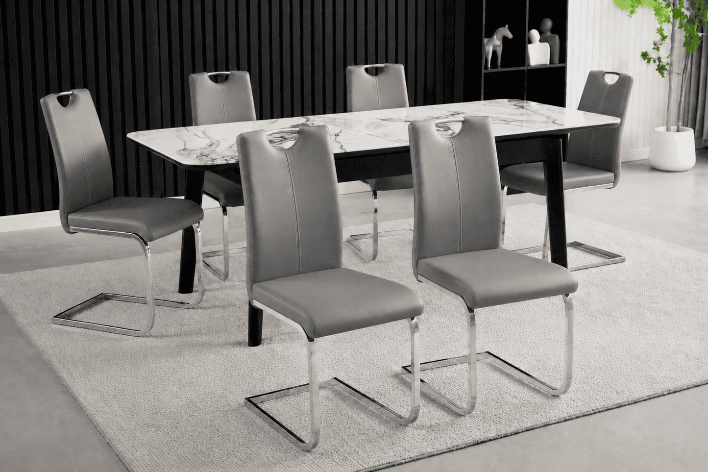 Complete Dining Set | 4 to 6 Dining Chairs + Arizona White Ceramic Extending Dining Table 130cm - 160cm