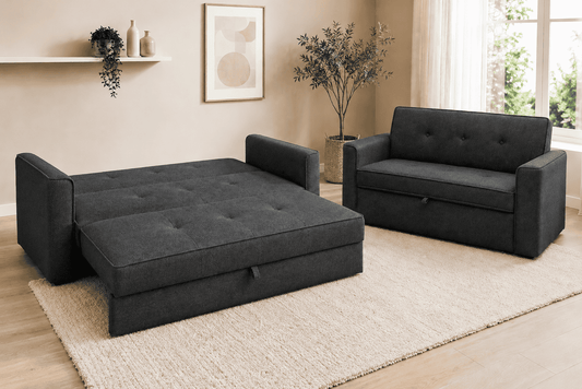 (Back In Stock 30th Sept) Bundle Deal! Soho Grey Fabric 3 + 2 Sofa Bed Set with Adjustable Backrests
