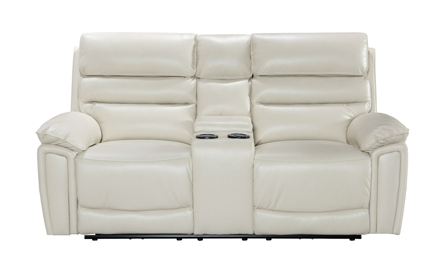 Donald Ivory Cream Leather Electric / Power Reclining Sofa Range Suite Set With USB Charging Ports & Drop Down Tray Table