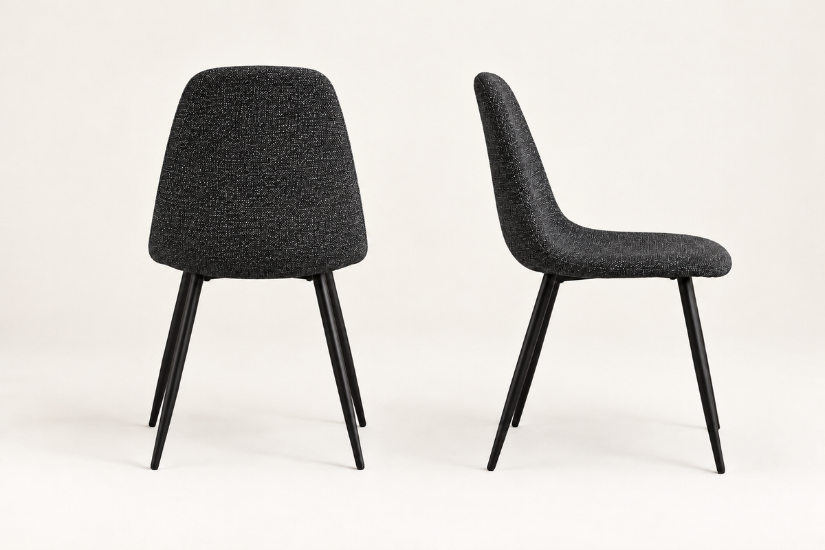 (Pre Order Deal, Arriving December 15th) Yukon Dining Chairs In Charcoal Grey Fleck Fabric