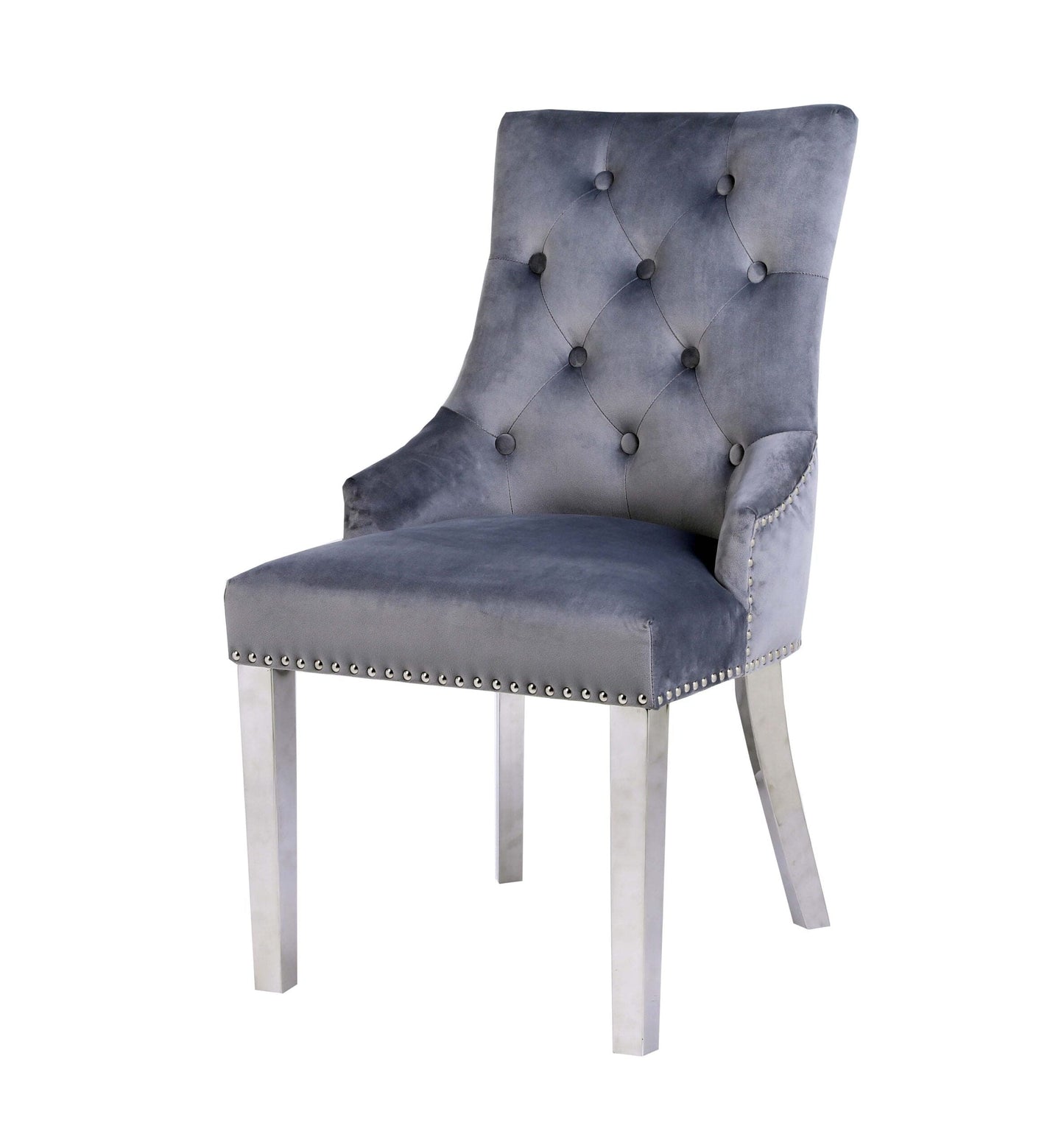 VLNCIA Quilted Back Grey Plush Velvet Tub Dining Chairs | Set Of 2, 4, 6 or 8