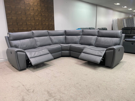 " Ronan " Milano Leather Sectional 5 Unit Power Recliner Corner Sofa With USB Charging Ports