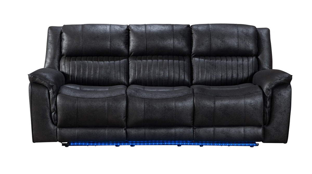 Pre Order Promo Deal! Geneva Charcoal Grey Easy Clean Suede Fabric 3 Seater + 2 Seater With Tech Console + Armchair Set