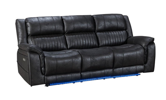 Pre Order Promo Deal! Geneva Charcoal Grey Easy Clean Suede Fabric 3 Seater + 2 Seater With Tech Console + Armchair Set