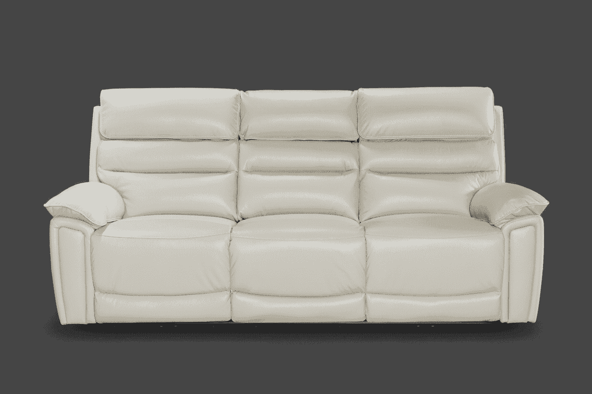 BUNDLE DEAL! Calisese Ivory Cream Leather Electric Reclining 3 Seater + 2 Seater With Console + Armchair Sofa Set Suite With USB Charging Ports & Drop Down Tray Table
