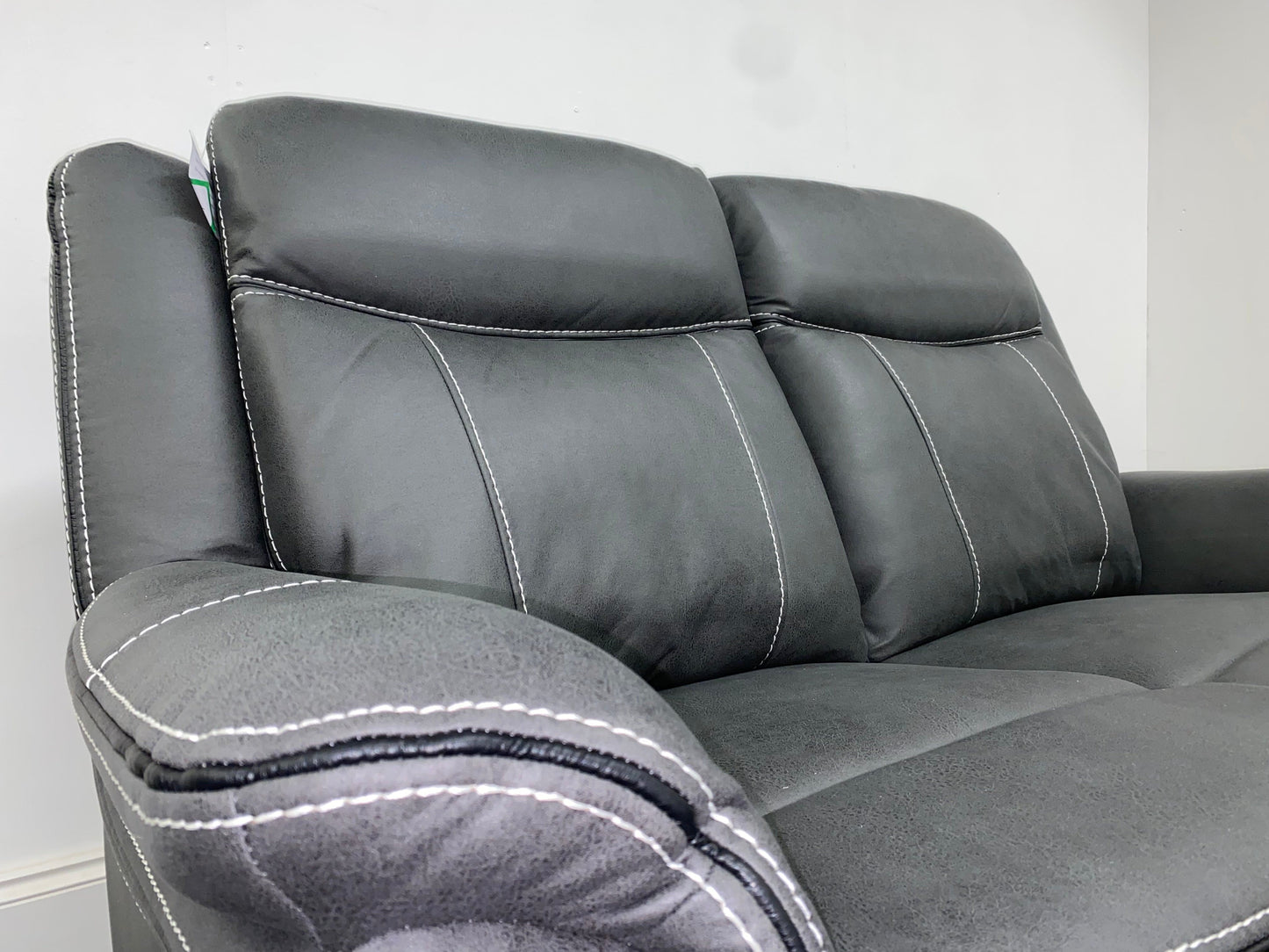 " Sloane Vision " Grey Water Resistant Microfibre Fabric 3 + 2 Seater Electric / Power Recliner Sofa Suite Set With USB Ports & Drop Down Tray Table | Couch |