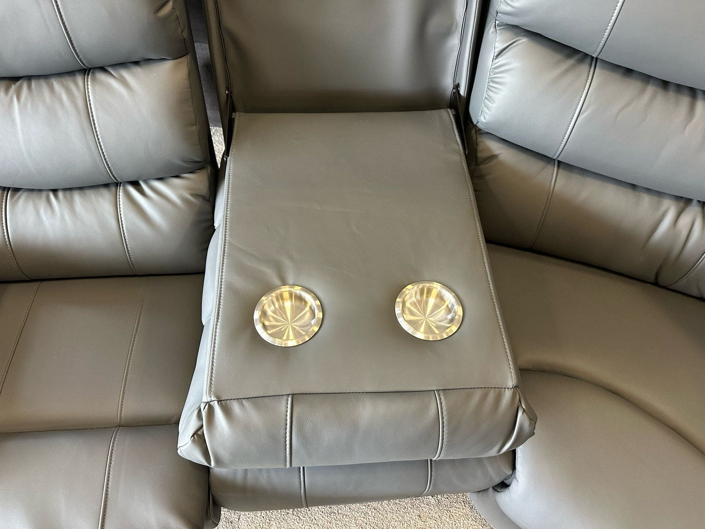 "Lando " Grey Easy Clean Leather Large 3C2 Recliner Modular Corner Sofa