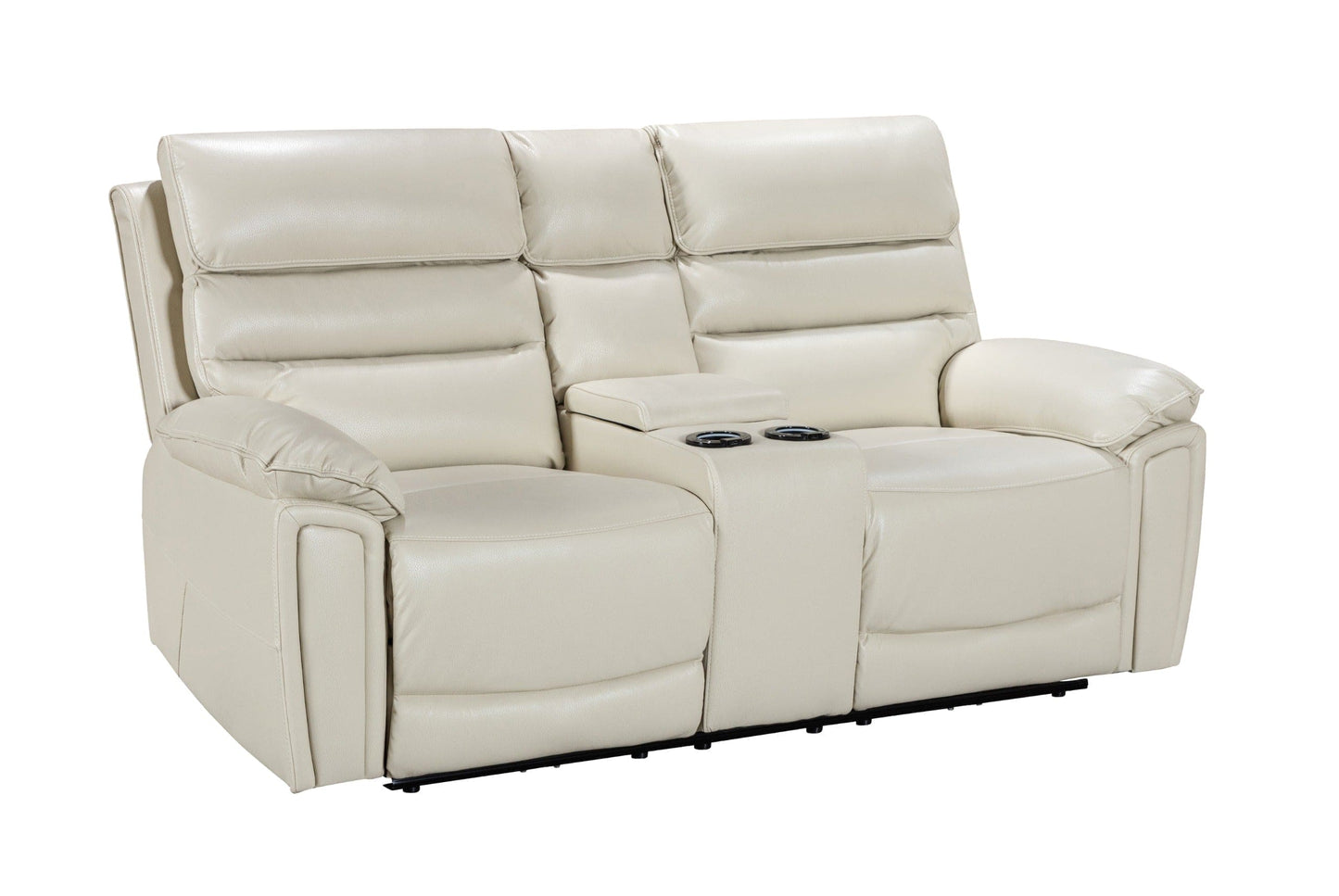 Donald Ivory Cream Leather Electric / Power Reclining Sofa Range Suite Set With USB Charging Ports & Drop Down Tray Table