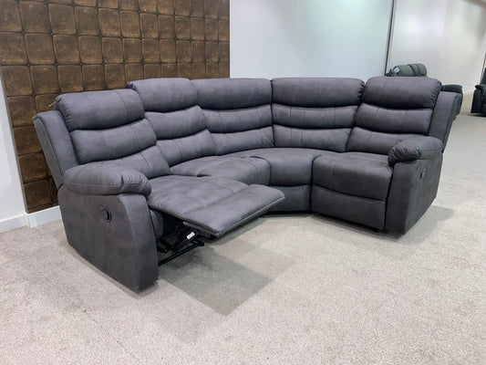 "Willow" Dark Grey Easy Clean Fabric 2C1 Recliner Modular / Reversible Corner Sofa | Drinks Tray Table