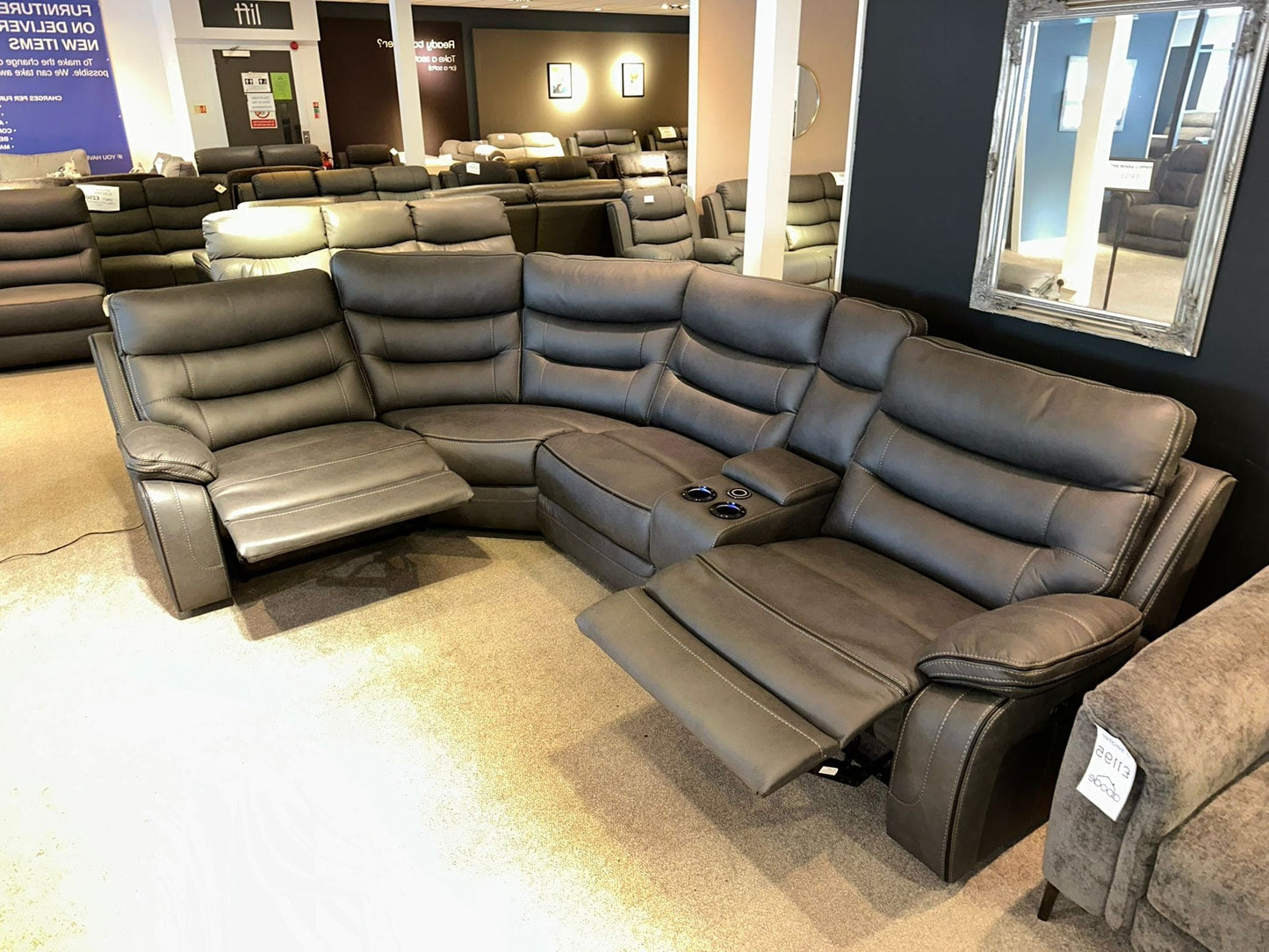 Cinema Corner Sofa - Smart Tech Power Recliner With Drinks Coolers & Extensive Features - 2C1C
