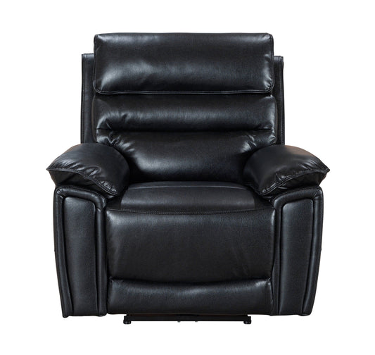 Donald Black Leather Electric / Power Reclining Armchair / 1 Seater Sofa USB Charging Ports