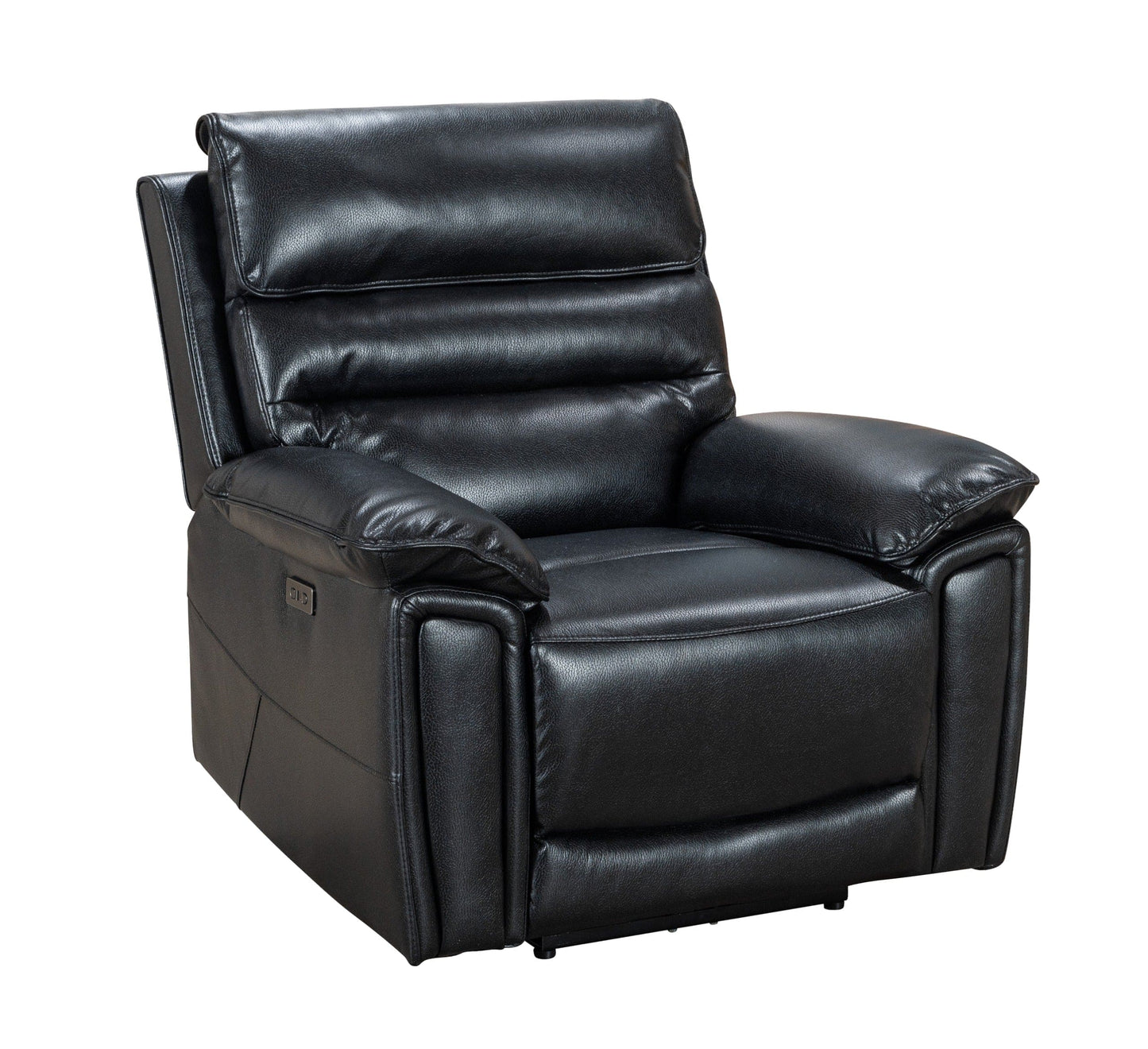Donald Black Leather Electric / Power Reclining Armchair / 1 Seater Sofa USB Charging Ports