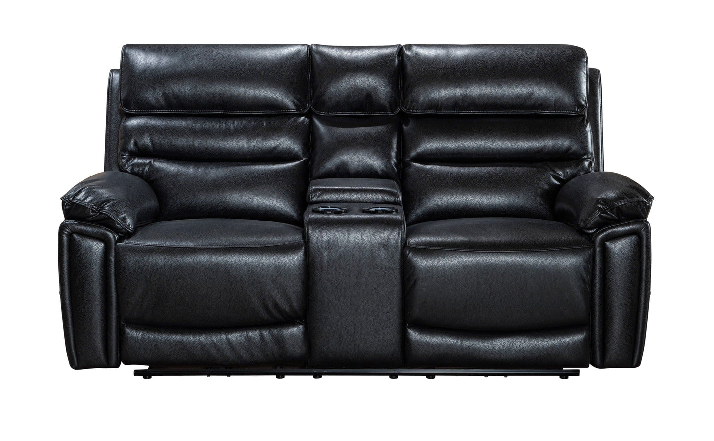 Donald Black Leather Electric / Power Reclining Sofa Range Suite Set With USB Charging Ports & Drop Down Tray Table
