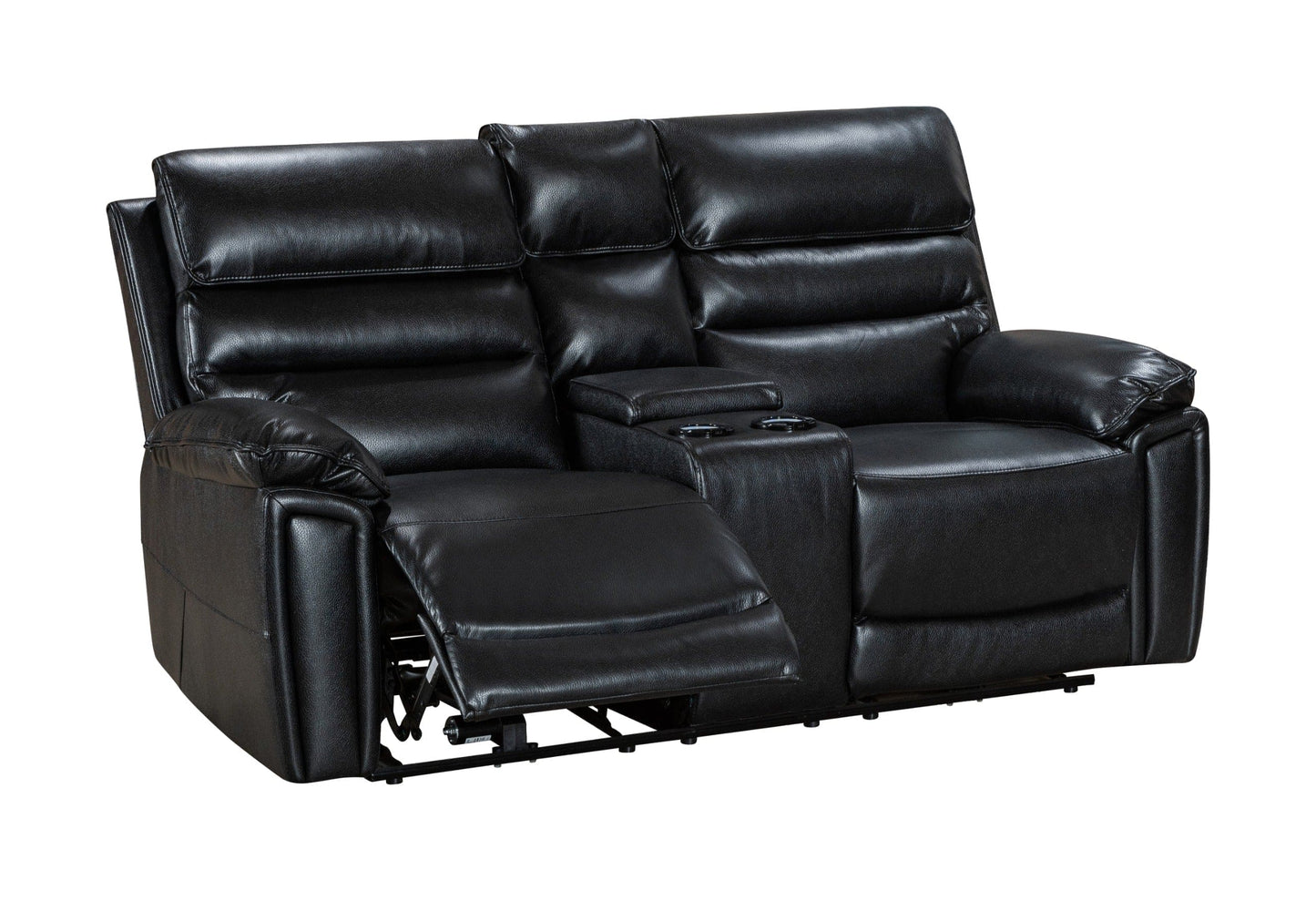 Donald Black Leather Electric / Power Reclining Sofa Range Suite Set With USB Charging Ports & Drop Down Tray Table