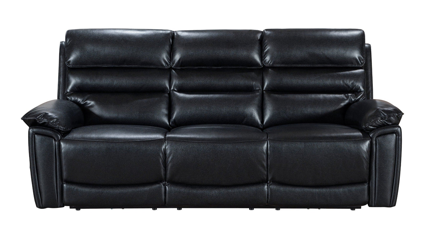 Donald Black Leather Electric / Power Reclining Sofa Range Suite Set With USB Charging Ports & Drop Down Tray Table
