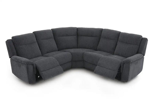 (Back In Stock May 1st) "Tamla" Charcoal Grey Fabric Electric Recliner Corner Sofa With Drinks Console - Fully Sectional & Complete With USB/C Charging Ports