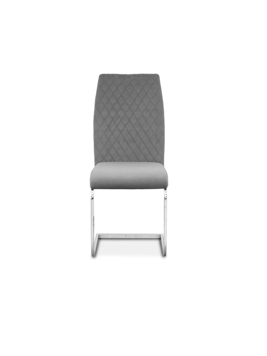 TKYO Grey Plush Velvet Quilted Back Dining Chairs | Pack Of 4