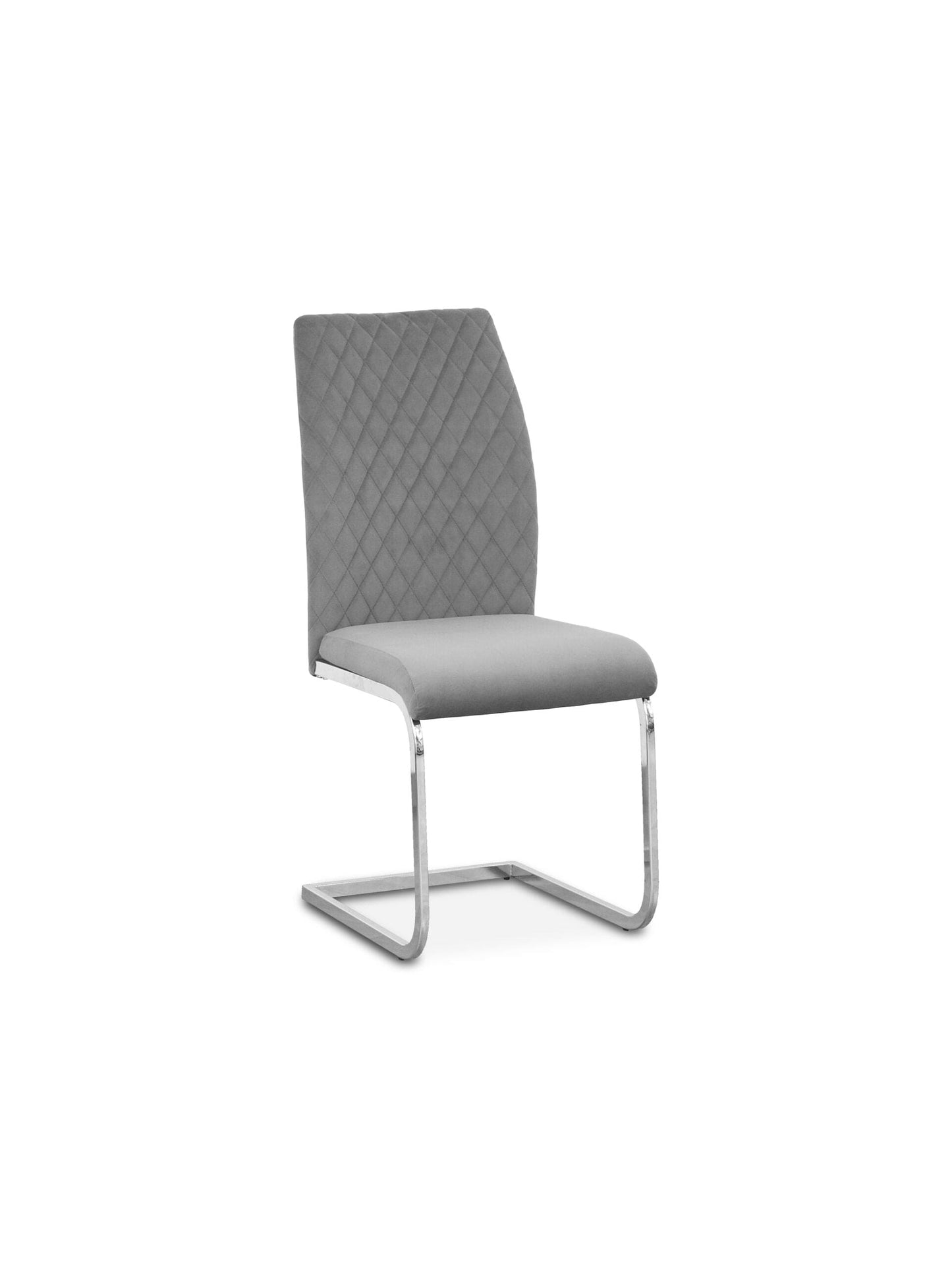 TKYO Grey Plush Velvet Quilted Back Dining Chairs | Pack Of 4
