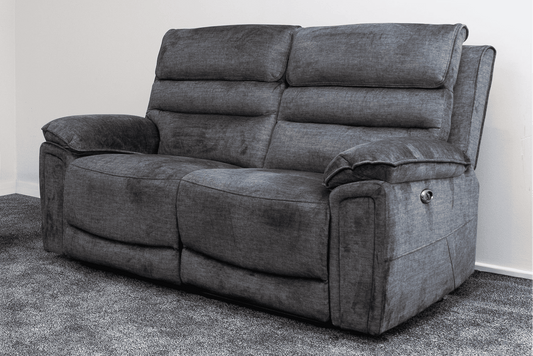 The “ Donald " Electric / Power Reclining Charcoal Grey Fabric 2 Seater Sofa - USB Charging | High Seating & Backrest Position | Couch |