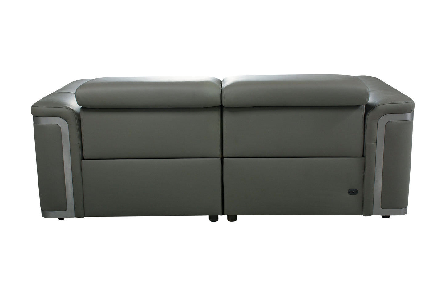 Plaza Top Grain Grey Leather Power Recliner 3 Seater Sofa with Adjustable Headrests