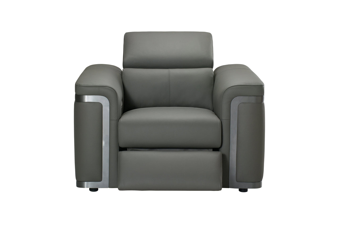 Plaza Top Grain Grey Leather Power Recliner Sofa Range with Adjustable Headrests