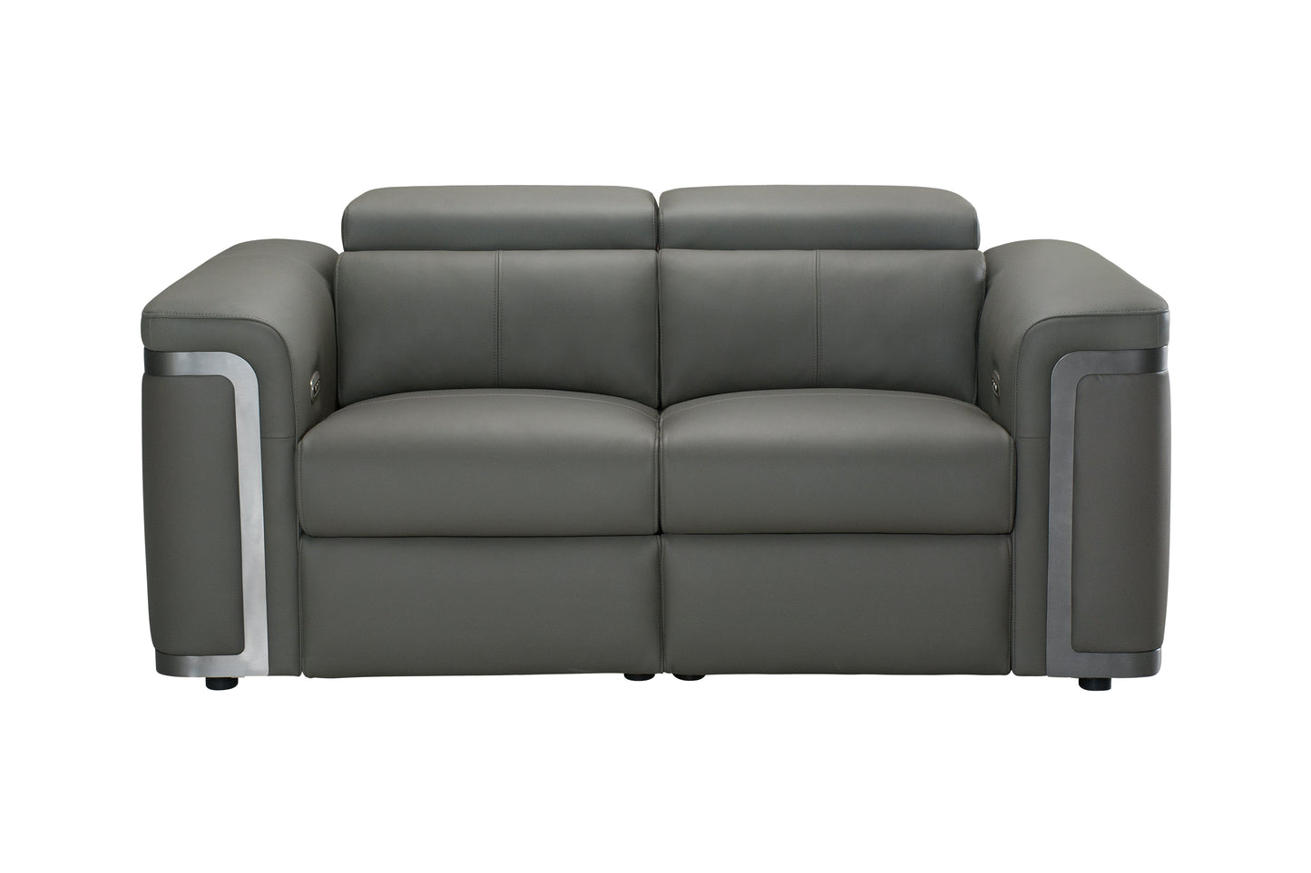 Plaza Top Grain Grey Leather Power Recliner 2 Seater Sofa Range with Adjustable Headrests