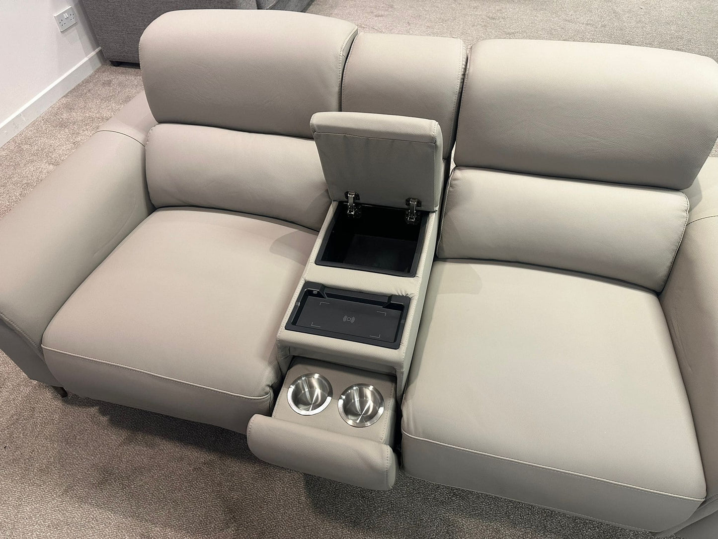 San Antonio Top Grain Silver Leather Power Recliner Sofa Range with Adjustable Headrests