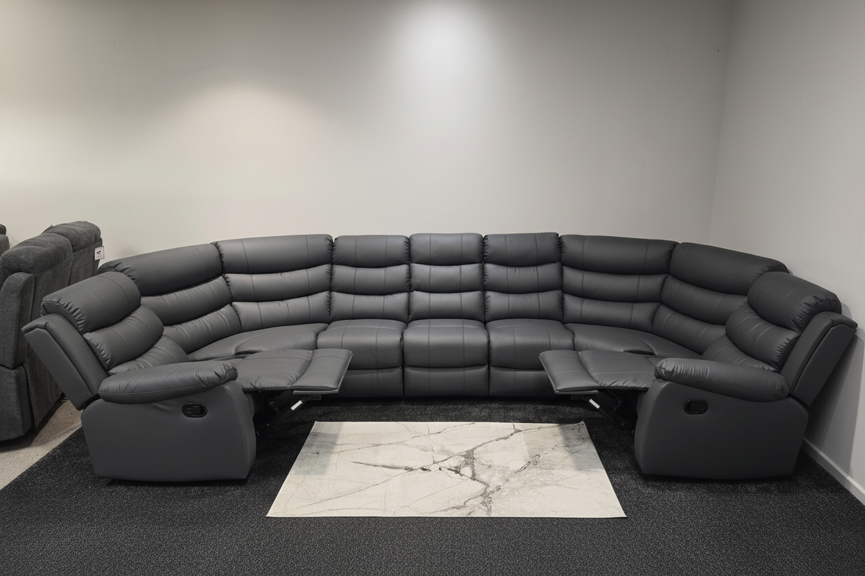 Lando U Shape Recliner Corner Sofa 7 Seater with Fold Down Tray Table