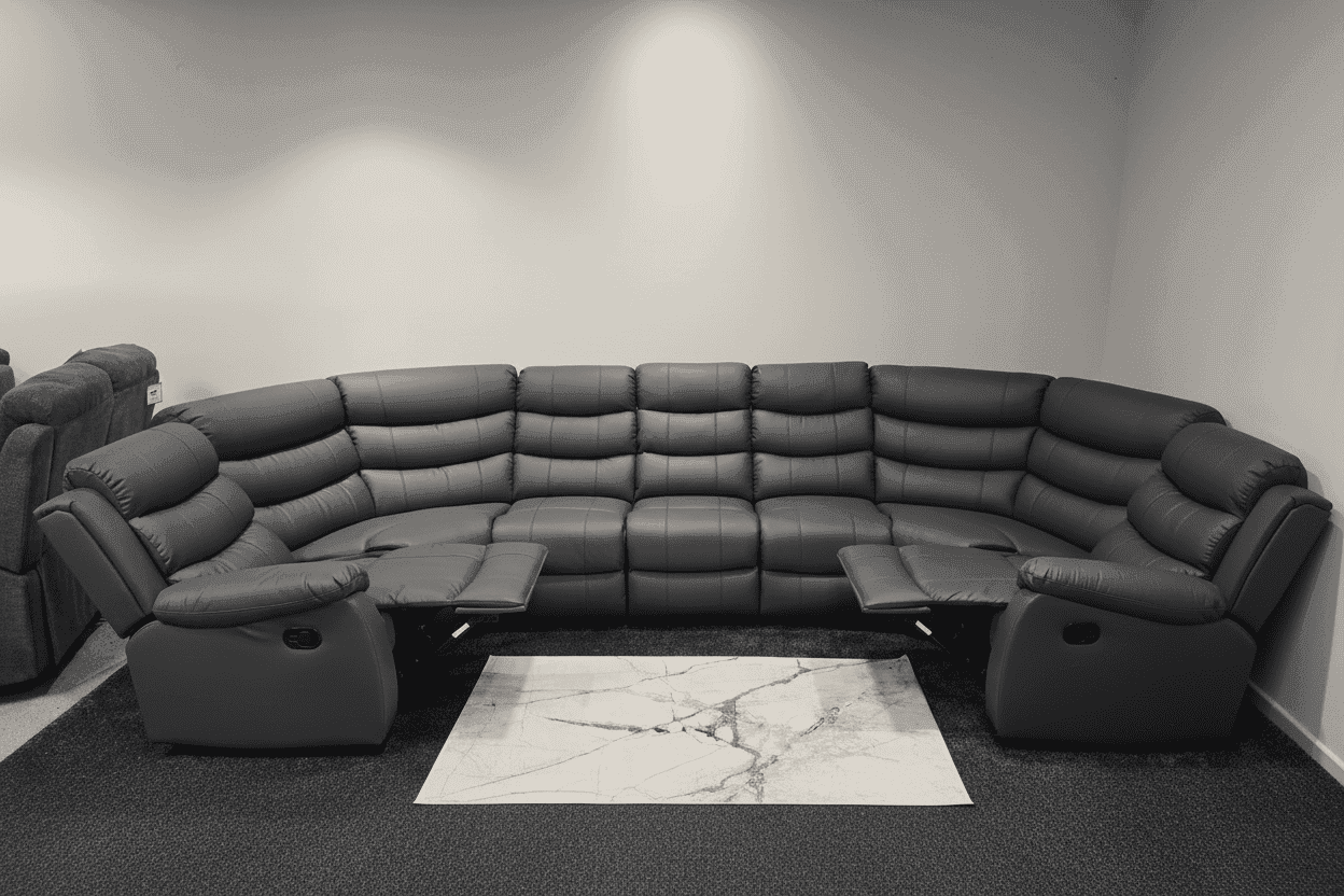 Lando U Shape Recliner Corner Sofa 7 Seater with Fold Down Tray Table