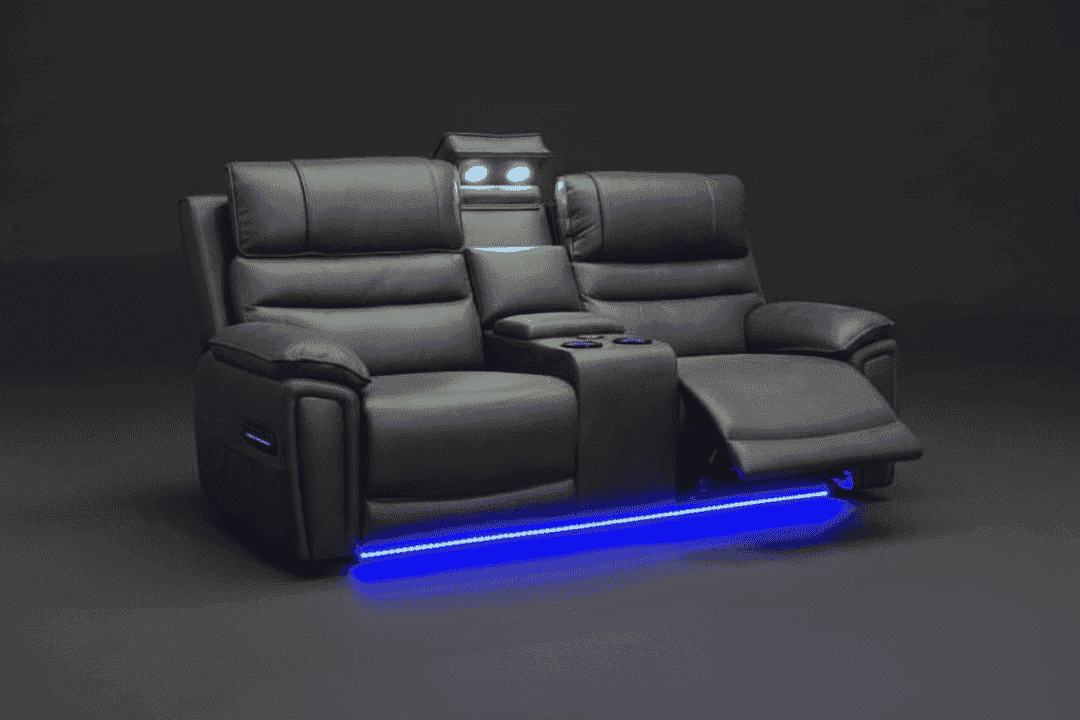 (Pre Order Now, Stock Arrives 15th August) Donald Cinema 3 Seater + 2 Seater Set | Drinks Coolers | Wireless Charging | Bluetooth Speakers | Power Adjustable Headrests | Express Smart Tech Grey Fabric Power Recliner Sofa Range | Couch