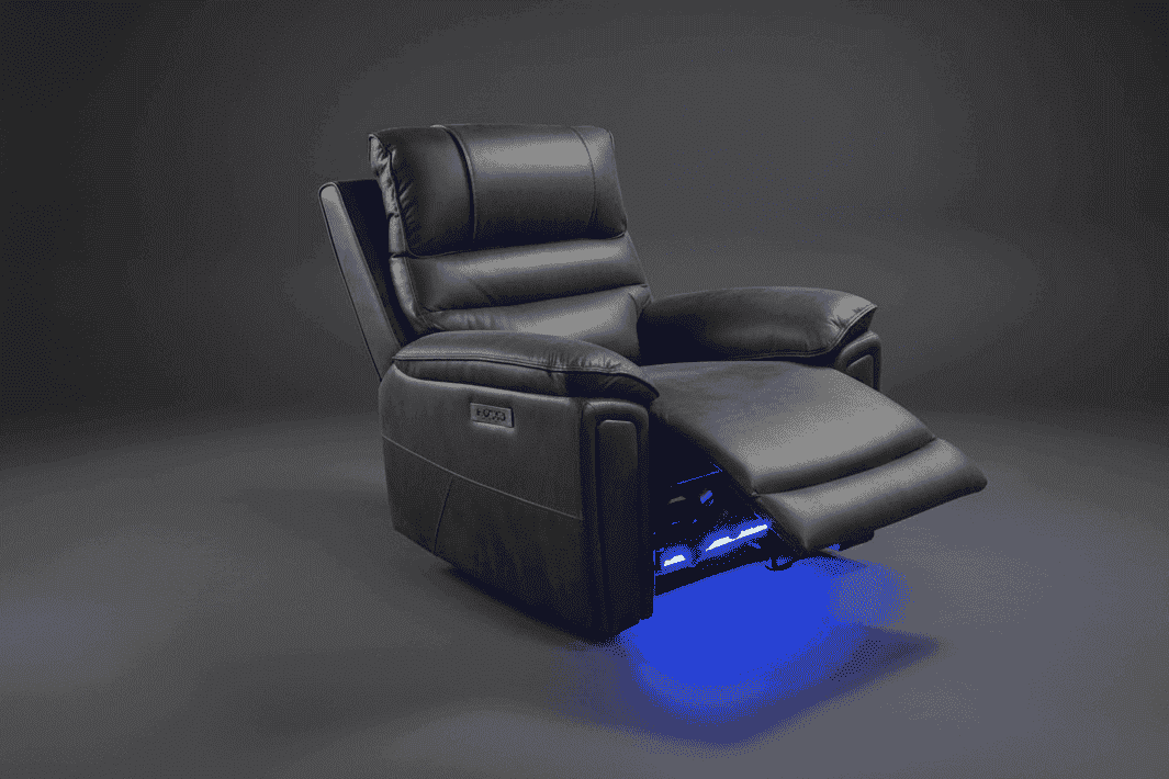 (Pre Order Now, Stock Arrives 15th August) Donald Cinema 3 Seater + 2 Seater + Armchair Sofa Set | Drinks Coolers | Wireless Charging | Bluetooth Speakers | Power Adjustable Headrests | Express Smart Tech Grey Fabric Power Recliner Sofa Range | Couch |