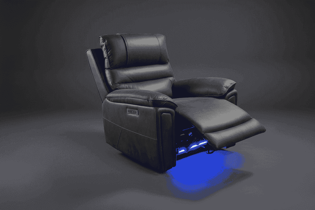 (Pre Order Now, Stock Arrives 15th August) Donald Cinema Armchair / 1 Seater Sofa | Power Adjustable Headrests | Express Easy Clean Smart Tech Grey Fabric Power Recliner Sofa | Couch |