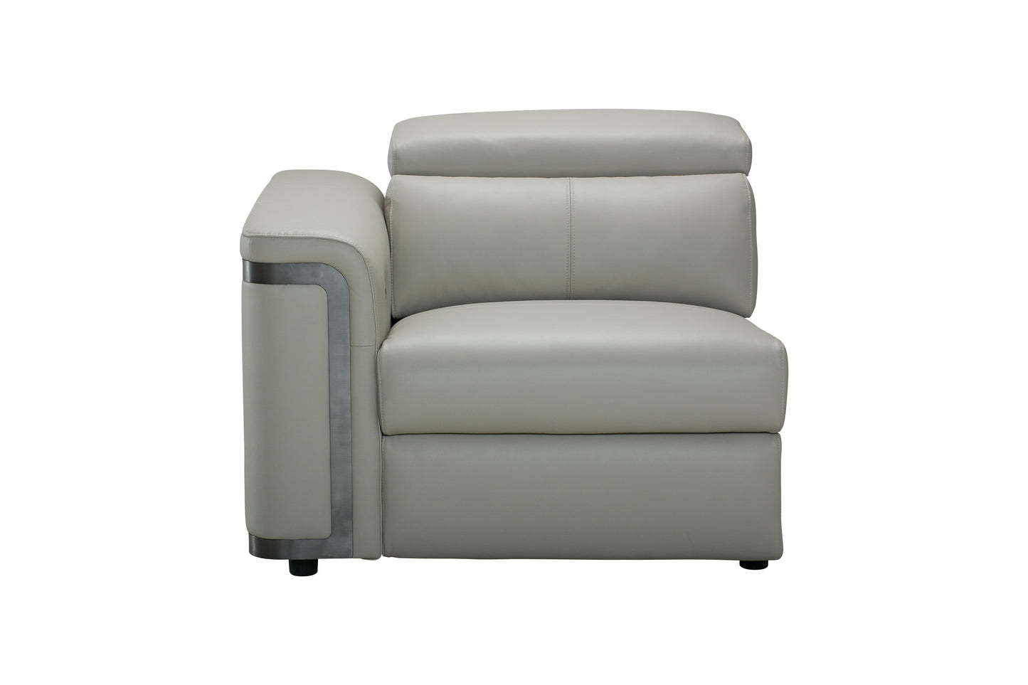 Plaza Electric Recliner Silver Top Grain Leather Corner Sofa With Charging Console