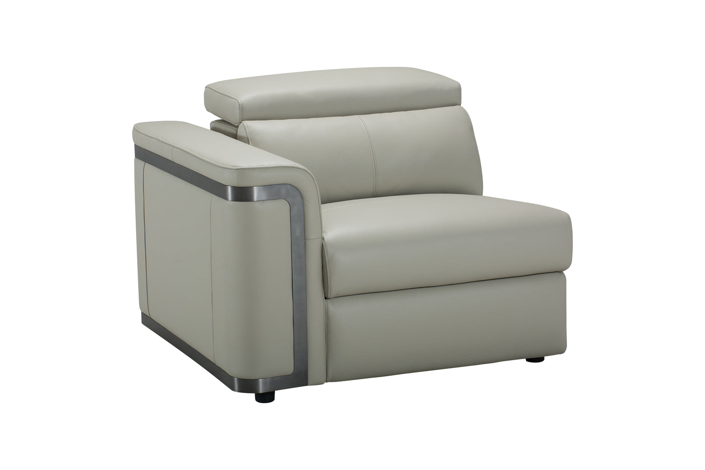 Plaza Electric Recliner Silver Top Grain Leather Corner Sofa With Charging Console
