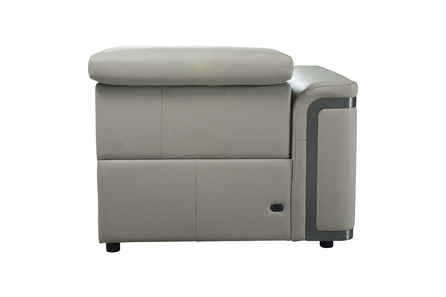 Plaza Electric Recliner Silver Top Grain Leather Corner Sofa With Charging Console
