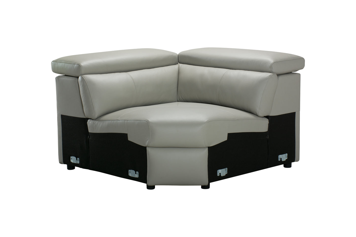 Plaza Electric Recliner Silver Top Grain Leather Corner Sofa With Charging Console