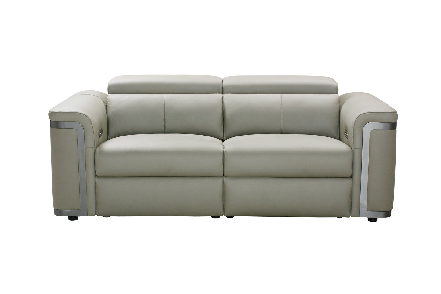 Plaza Top Grain Silver Leather Power Recliner Sofa Range with Adjustable Headrests