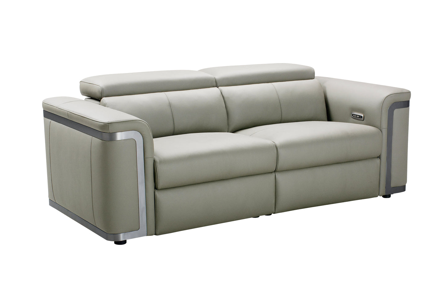 Plaza Top Grain Silver Leather Power Recliner Sofa Range with Adjustable Headrests