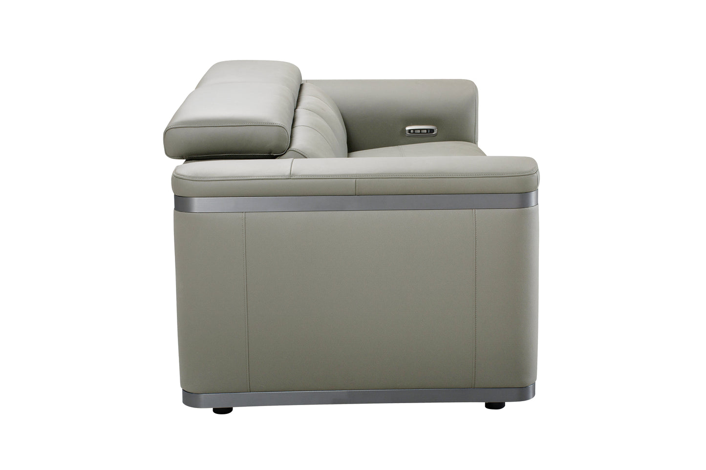 Plaza Top Grain Silver Leather Power Recliner Sofa Range with Adjustable Headrests