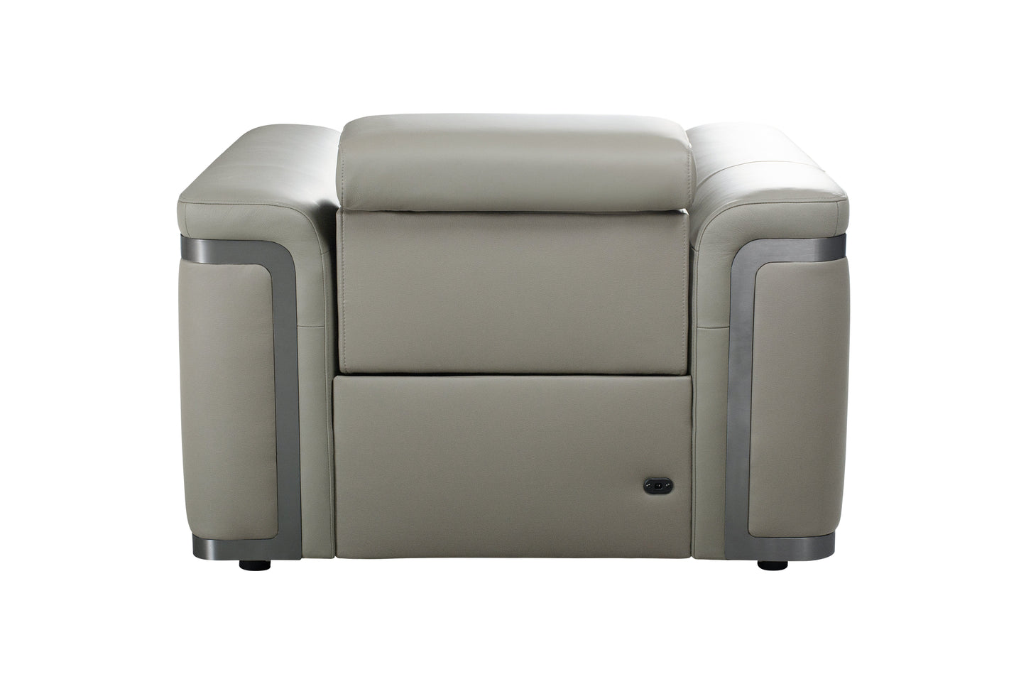 Plaza Top Grain Silver Leather Power Recliner Sofa Range with Adjustable Headrests