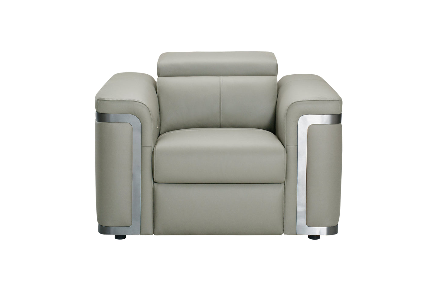 Plaza Top Grain Silver Leather Power Recliner Sofa Range with Adjustable Headrests